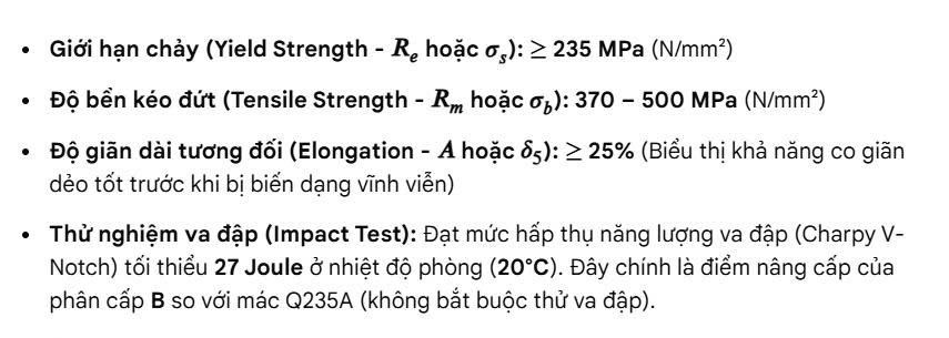 cơ lý tính thép hộp vuông 250x250x12mm/ly/li mác thép Q235B