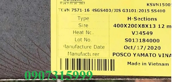 THÉP HÌNH I400X200X8X13 MM POSCO