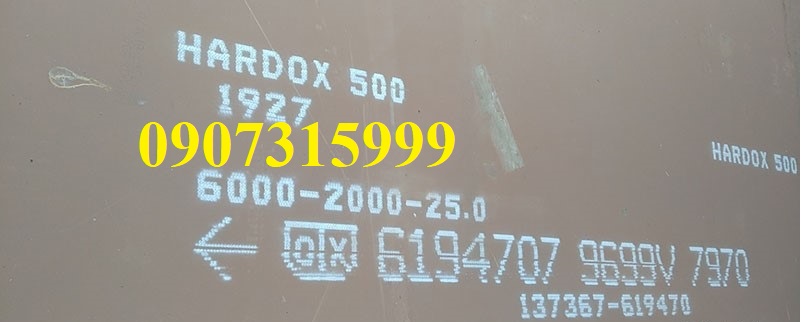Thép tấm hardox 500 dày 25mm