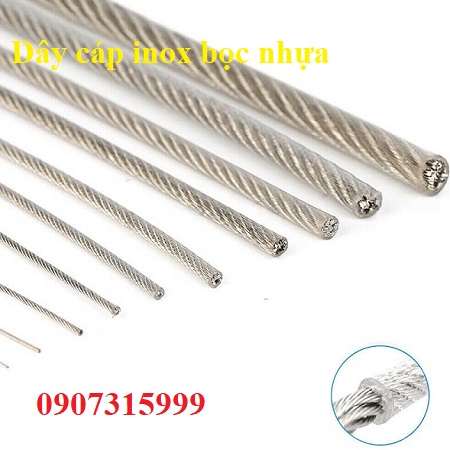 Dây cáp inox bọc nhựa 201, 304, 316