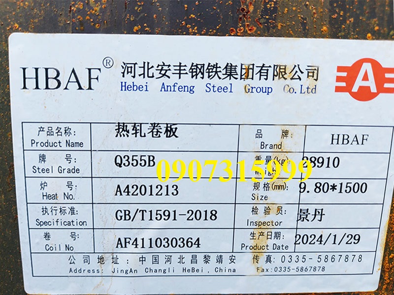 Thép tấm Q355B dày 30mm 25mm 20mm 18mm 16mm 10mm
