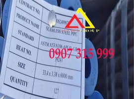 Thép ống phi 33.4x3.38ly(dày 3.38mmlyli)API5L, ASTM A106/A53 Gr.B, SCH40, SCH80