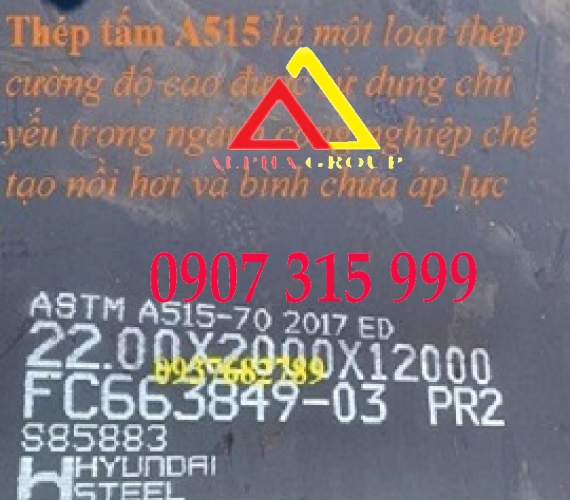 THÉP TẤM CHỊU NHIỆT ASTM A515 GR 70 dày 22mm/ly