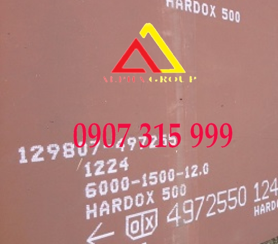 Thép tấm hardox 500 dày 12mm (12li) chịu mài mòn, chịu nhiệt độ cao