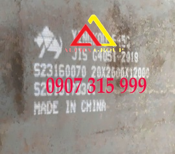 Thép tấm S45C dày 20mmly (20x2000x12000)